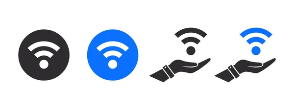 Wifiアイコン ワイヤレスアイコンや概念的なWifiアイコン 接続とインターネットアイコン信号 ベクトル画像 — ストックベクタ