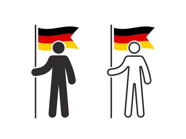 Homme Avec Drapeau Allemand Humain Avec Drapeau Pays Main Images — Image vectorielle