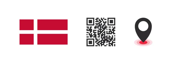 Прапор Данії Прапор Країни Код Покажчиком Місця Векторні Зображення — стоковий вектор
