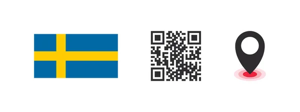Bendera Swedia Bendera Negara Kode Dengan Penunjuk Lokasi Citra Vektor - Stok Vektor