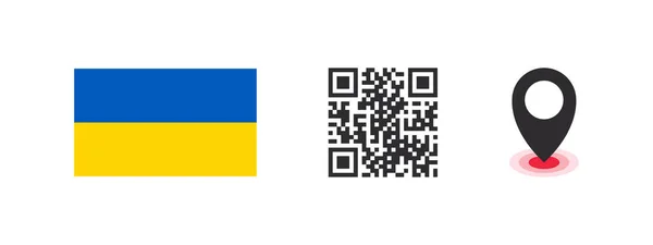 Український Прапор Прапор Країни Код Покажчиком Місця Векторні Зображення — стоковий вектор