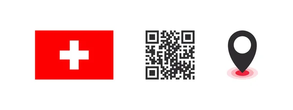 Flagge Der Schweiz Flagge Des Landes Code Mit Standort Zeiger — Stockvektor