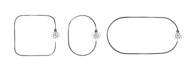 Ampullü çerçeveler. Kare şablonu. Ampullü el yapımı çerçeveler. Vektör illüstrasyonu