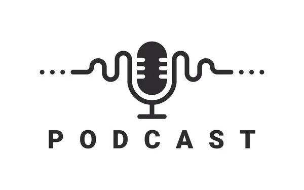 Podcast Logo Radio Logo Design Studio Mic Icons Vector Illustration — Stockový vektor