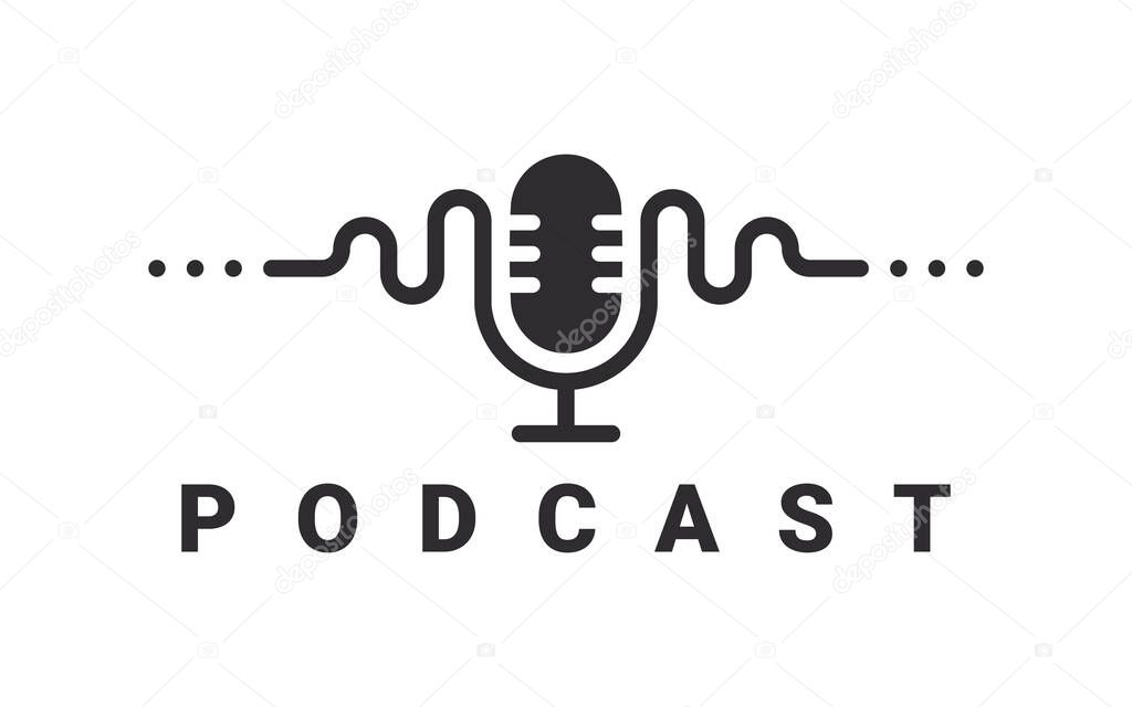 Podcast logo. Radio Logo design. Studio mic icons. Vector illustration