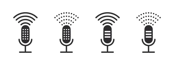 Podcast Icons Audio Record Icons Podcast Radio Signs Microphone Icons — Stockvektor