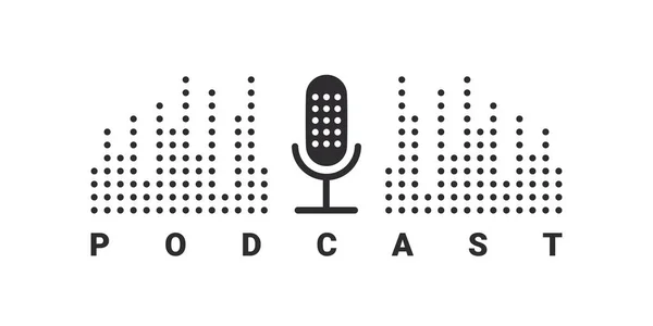 Podcast Logo Audio Record Icon Podcast Radio Sign Microphone Icon — Stok Vektör