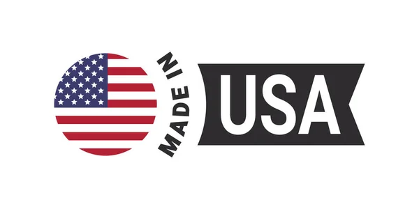 Made Usa Label Sign Product Emblem Flag Country Manufacture Vector — Vetor de Stock