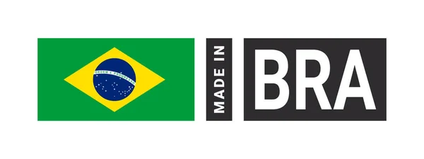 Made Brazil Label Sign Product Emblem Flag Country Manufacture Vector — ストックベクタ