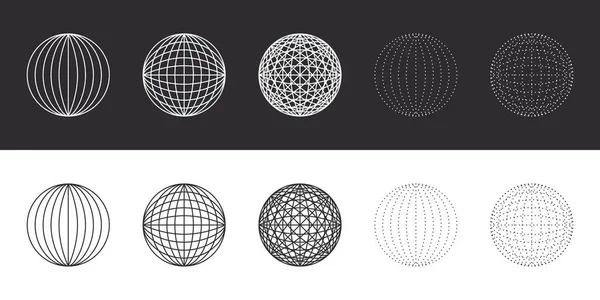 Retro futuristic design elements. Abstract ball shapes. Retrowave design elements. Vector illustration
