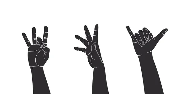Hands Showing Different Signs Painted Hands Teamwork Hands Voting Hands — Stok Vektör