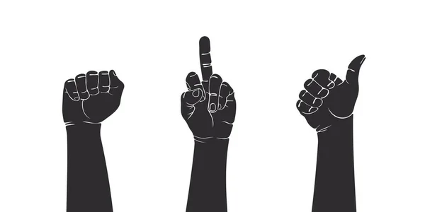 Hands Signs Hands Show Different Gestures Teamwork Hands Voting Hands — Stok Vektör