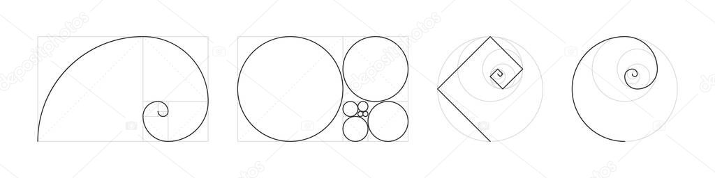 Golden ratio signs. The concept of proportions. Golden section. Vector illustration