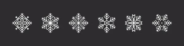 Snowflakes Set White Snowflakes Dark Background Xmas Signs Collection High — стоковый вектор