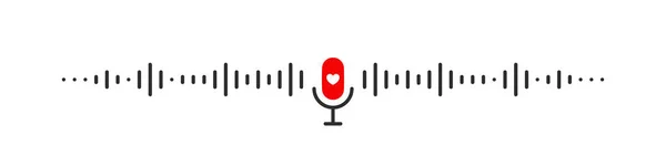 Mikrofonikon Podcast Logotyp Mikrofonikon Med Ljudvågor Vektorikoner — Stock vektor