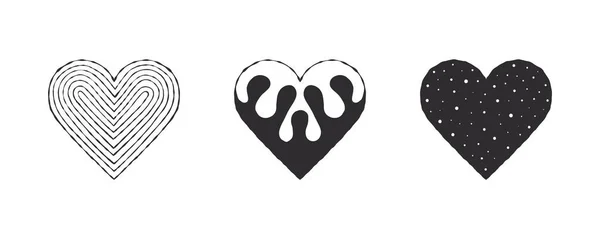 Iconos Del Corazón Corazones Desenvainados Garabatos Del Corazón Lindo Dibujado — Vector de stock