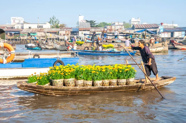 Der Schwimmende Markt Ist Ein Markt Auf Dem Waren Von — Stockfoto