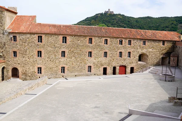 view of square interior castle of Collioure France Europe