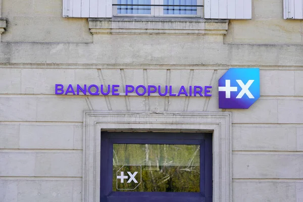 Burdeos Aquitania Francia 2021 Banque Populaire Fachada Edificio Oficina Entrada — Foto de Stock