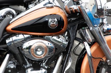 Bordeaux, Aquitaine France - 11 02 2021: Harley Davidson Motosiklet logosu ve Amerikan Motosiklet Yakıt Deposu 'nun yakıt deposu üzerindeki yazı.