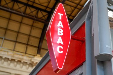 Bordeaux , Aquitaine France - 11 05 2021 : Tabac french Red logo brand for store tobacco text sign shop in french clipart