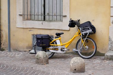 Bordeaux, Aquitaine France - 11 11 11 2021: la poste yellow bike post with gitane text sign and logo brand in France