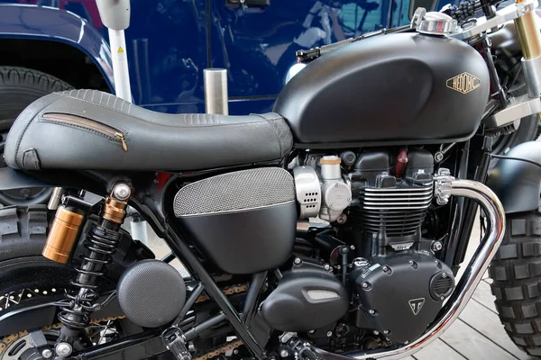 Bordeaux Aquitaine France 2021 Triumph Bike Bonneville Detail Zeichen Text — Stockfoto