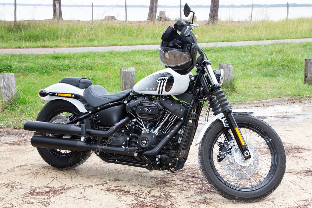 Bordeaux , Aquitaine France - 11 21 2021 : Harley-Davidson 1200 114 sportster motorcycle parked custom Harley Davidson motorbike