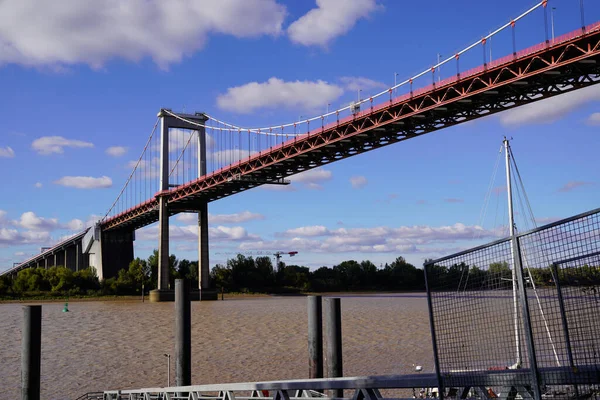 Γέφυρα Aquitaine Κατά Μήκος Του Ποταμού Garonne Μπορντώ Γαλλία Θέα — Φωτογραφία Αρχείου