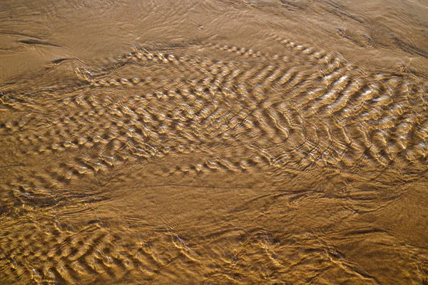 Sand Konsistens Våg Konst Lågvatten Tropisk Strand Vatten Sandig Bakgrund — Stockfoto