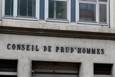 conseil de prud hommes french text on building office facade wall means in france consulting tribunals clipart