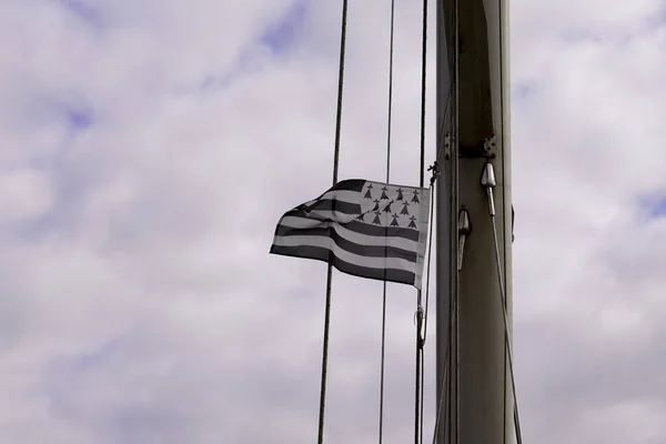 Bretagne Drapeau Breton Bateau Mat France — Photo