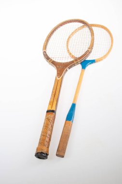 Klasik ahşap tenis ve badminton eski ahşap raket.