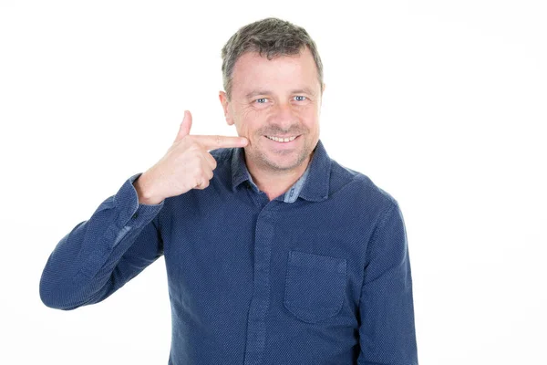 Handsome Middle Aged Man Waving His Hand Him Happy Smiling — Stock Photo, Image