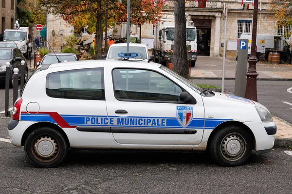 Bordeaux Aquitaine France 2021 Police Municipale Text Renault Clio Car — Stockfoto