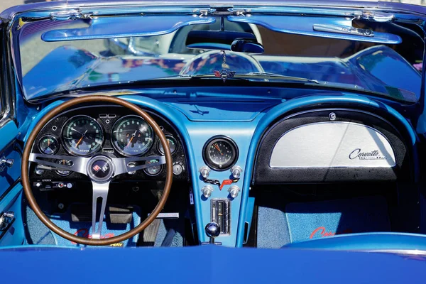 Bordeaux Aquitaine France 2021 Chevrolet Corvette Blue Interior Retro Oldtimer — Stock Photo, Image