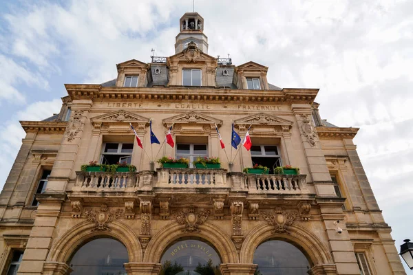 Francouzská Trikolóra Europa Vlajka Mairie Text Budova Střední Radnice Centru — Stock fotografie