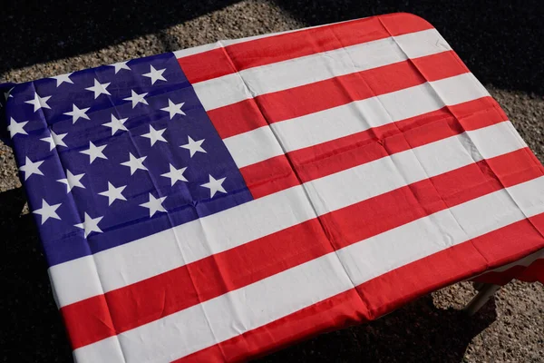 Bandera Vintage Mesa Aire Libre American Fondo — Foto de Stock