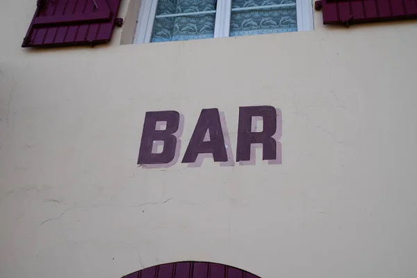 Barra Texto Fachada Frente Pared Edificio Cafetería Pub Calle — Foto de Stock