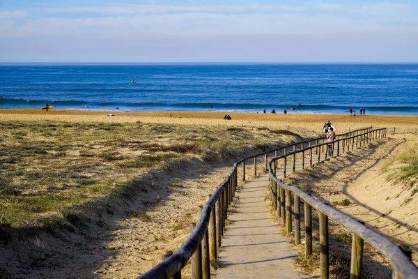 Beach Access Wooden Pathway Atlantic Sea Sand Dunes Ocean Hossegor — 图库照片