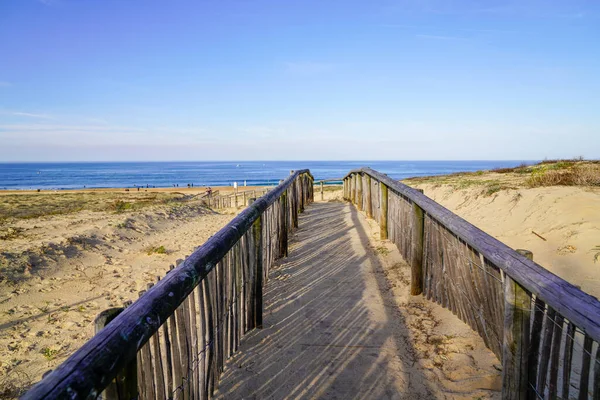 Pathway Wooden Access Beach Talmont Saint Hilaire Vendee France — 스톡 사진