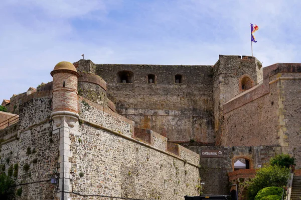 Burgwall Außenmauer Burg Von Collioure Frankreich Europa — Stockfoto