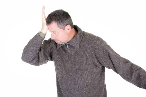 Man Slaps His Forehead Front Head Palm Hand — Stock Photo, Image