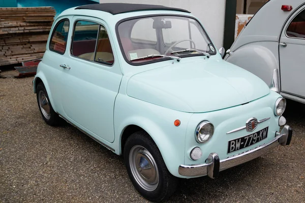 Burdeos Aquitania Francia 2022 Fiat 500 Retro Blue Vintage Model —  Fotos de Stock