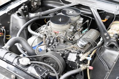 Bordeaux, Aquitaine France - 02 02 02 2022: Ford Mustang logosu Kobra motorlu motor kaslı amerikan arabası üzerinde
