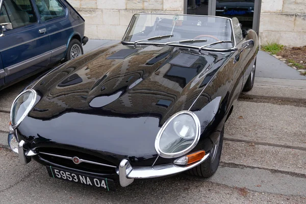 Bordeaux Aquitaine França 2022 Jaguar Tipo Carro Clássico Preto Conversível — Fotografia de Stock