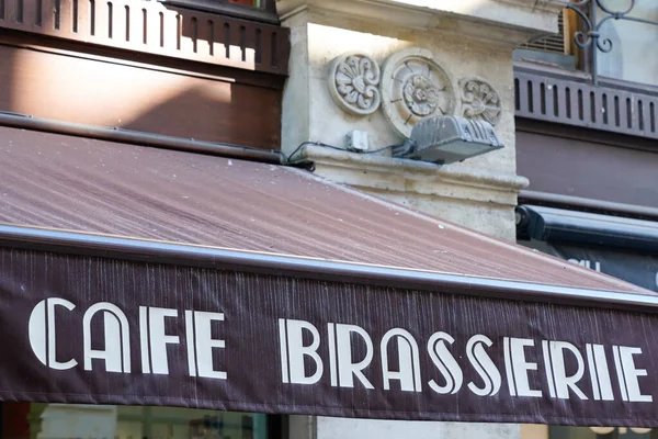 Café Brasserie Francés Signo Texto Significa Café Cervecería Restaurante Entrada — Foto de Stock