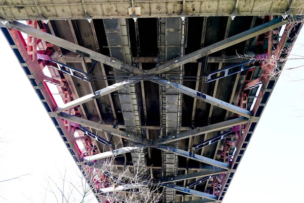 Pont Aquitaine Staal Onder Brug Grote Hangbrug Garonne Het Zuidwesten — Stockfoto