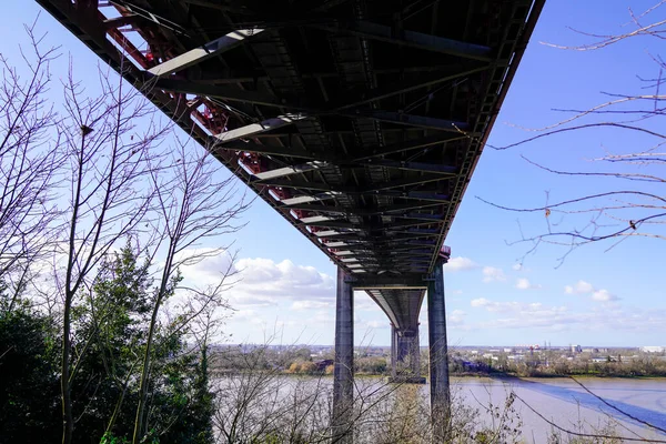 Pont Aquitaine Suspensi Jembatan Sungai Perancis Garonne Kota Bordeaux Barat — Stok Foto