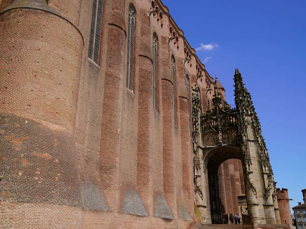 Albi Red Wall Brick Side Church Tarn City Centre France — стоковое фото